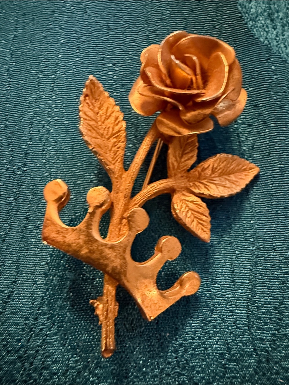 Decorative Metal Rose Wall Hook in Copper Finish